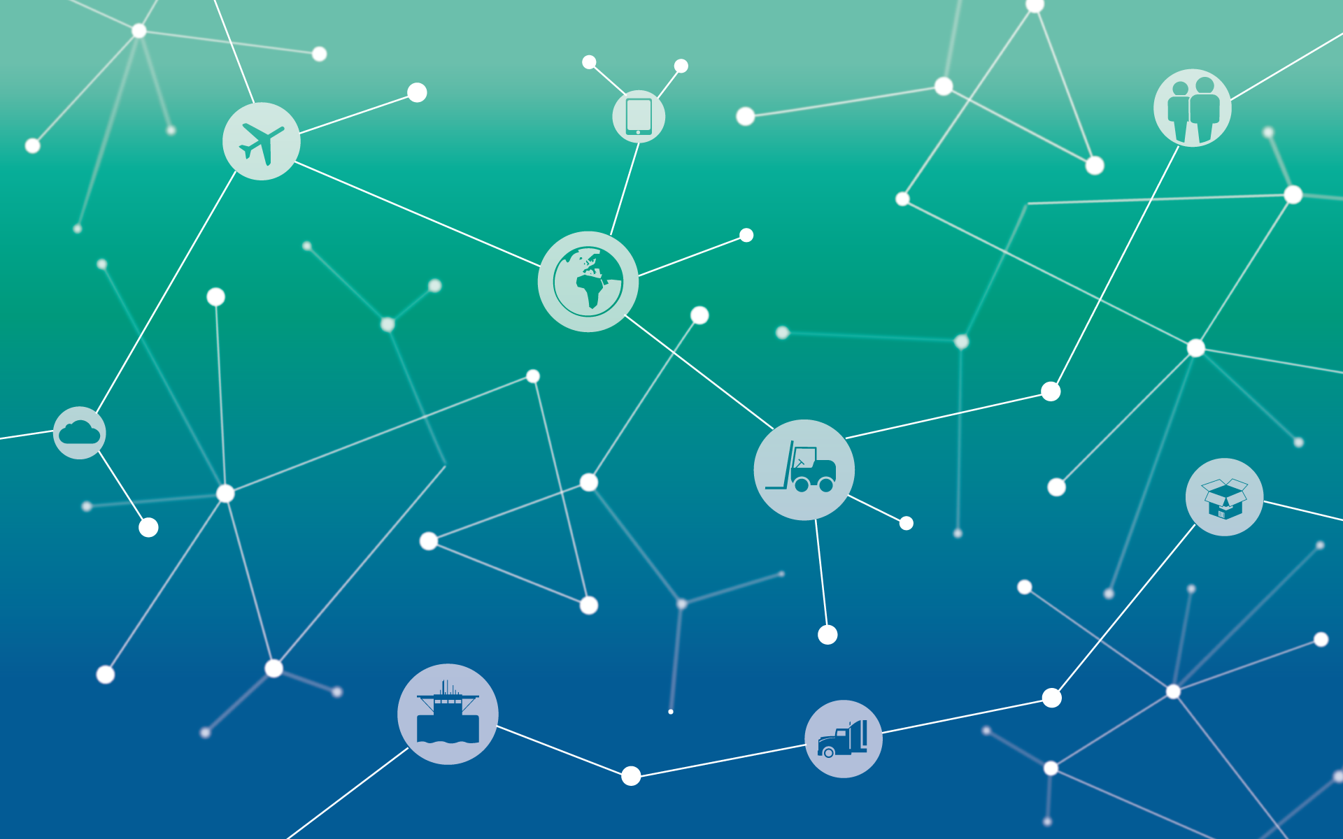 Schematische Darstellung von digitalen Verknüpfungen zischen Akteuren der Logistikbranche