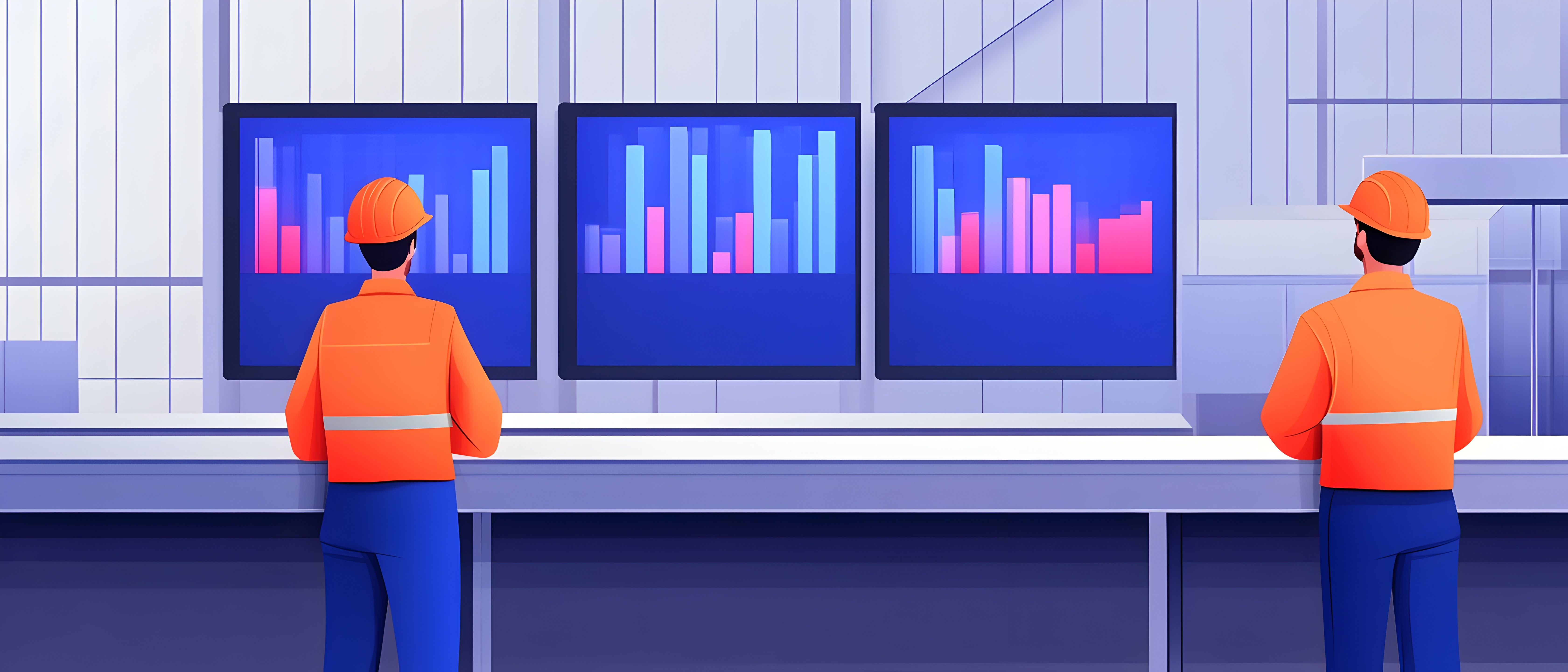 Produktionslinie mit Bildschirmen, die die wichtigsten Leistungsindikatoren anzeigen und es den Mitarbeitern ermöglichen, Dateneinblicke zur Verbesserung der Effizienz und Optimierung der Arbeitsabläufe zu nutzen