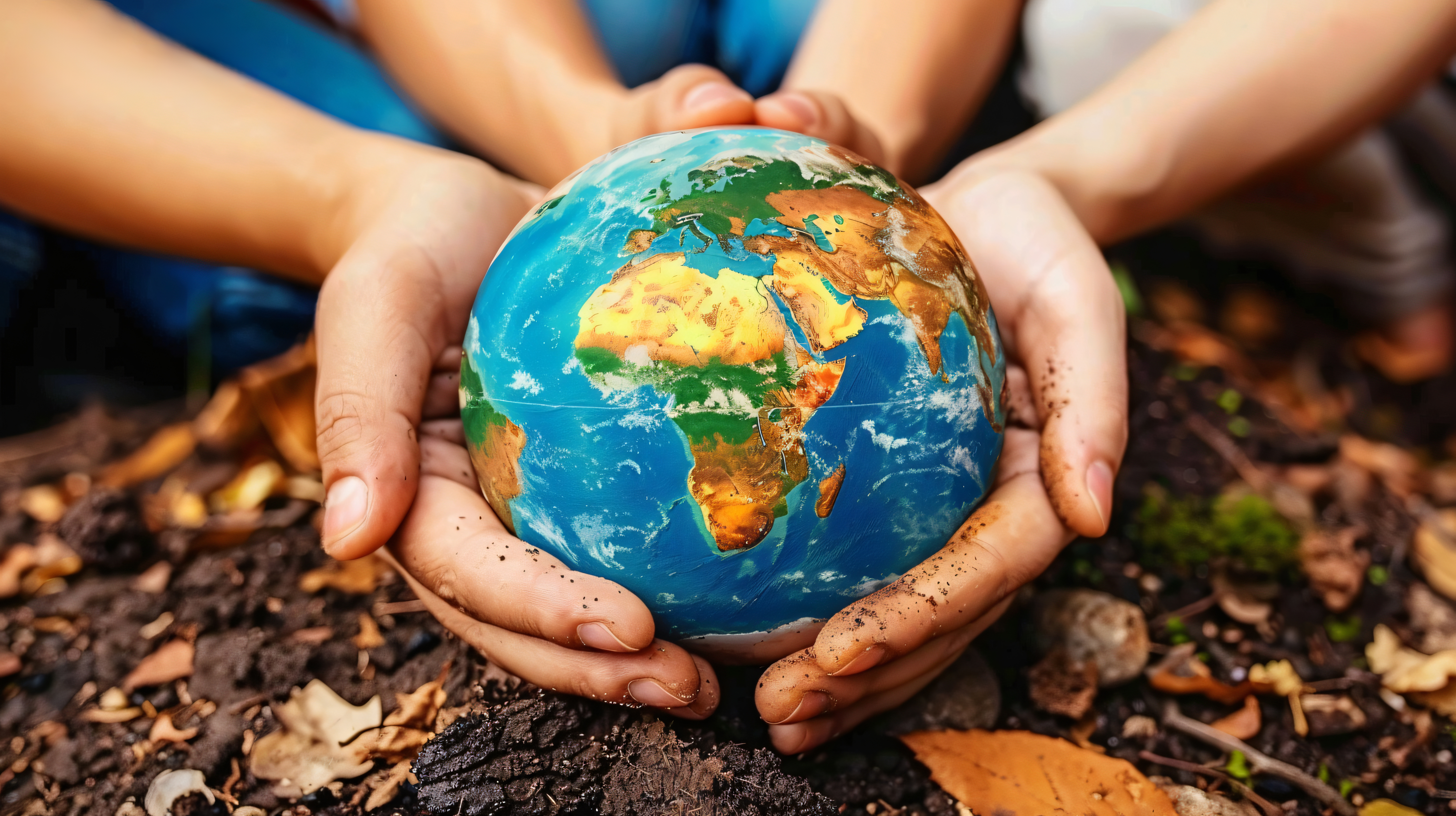 Das Bild zeigt eine Weltkugel, die von Kinderhänden sanft umschlossen wird. Die Hände symbolisieren Verantwortung und Fürsorge für den Planeten, im Kontext des Lieferkettengesetzes als Hinweis auf die Bedeutung ethischer und nachhaltiger Praktiken in globalen Lieferketten. Es verdeutlicht die Notwendigkeit, die Rechte von Arbeitern und Umweltschutz in allen Phasen der Produktion und Lieferung zu achten und Verantwortung zu übernehmen.
