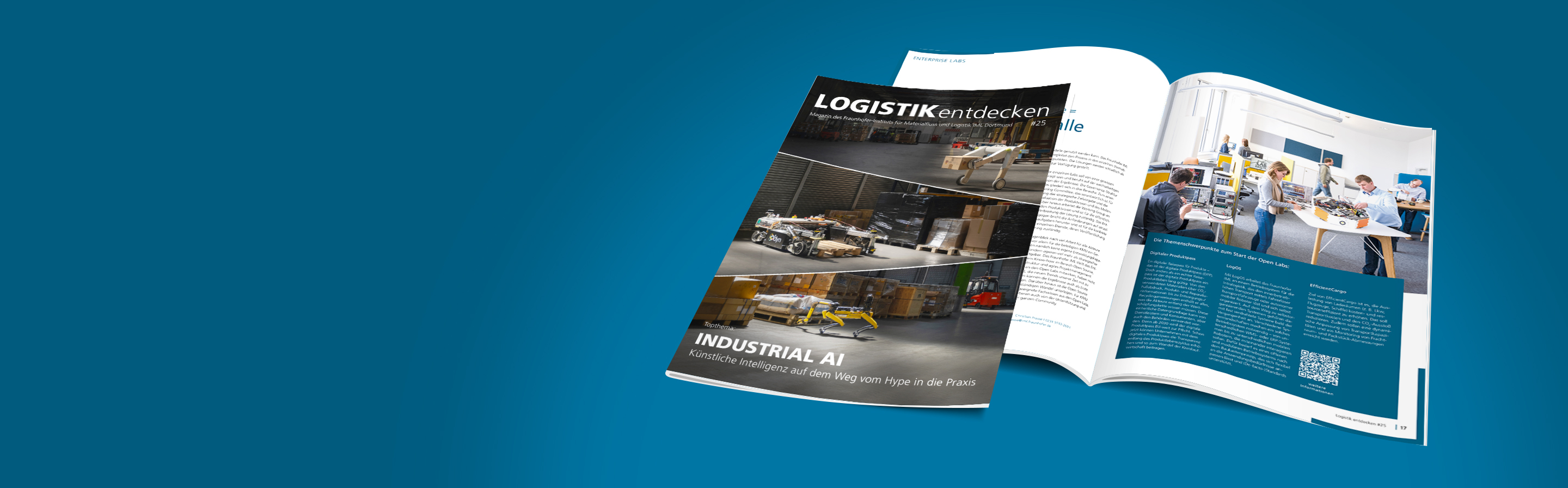Mockup der Logistik entdecken ausgabe 25 mit blauem Hintergrund