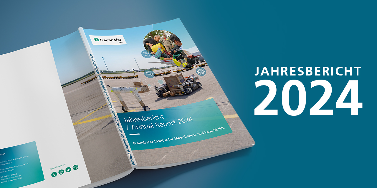 Das Bild zeigt ein Mockup mit Datum des Jahresberichts 2024 des Fraunhofer IML