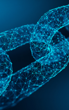 Blockchain-Konzept - Kette besteht aus Netzwerkverbindungen . 3d Rendering