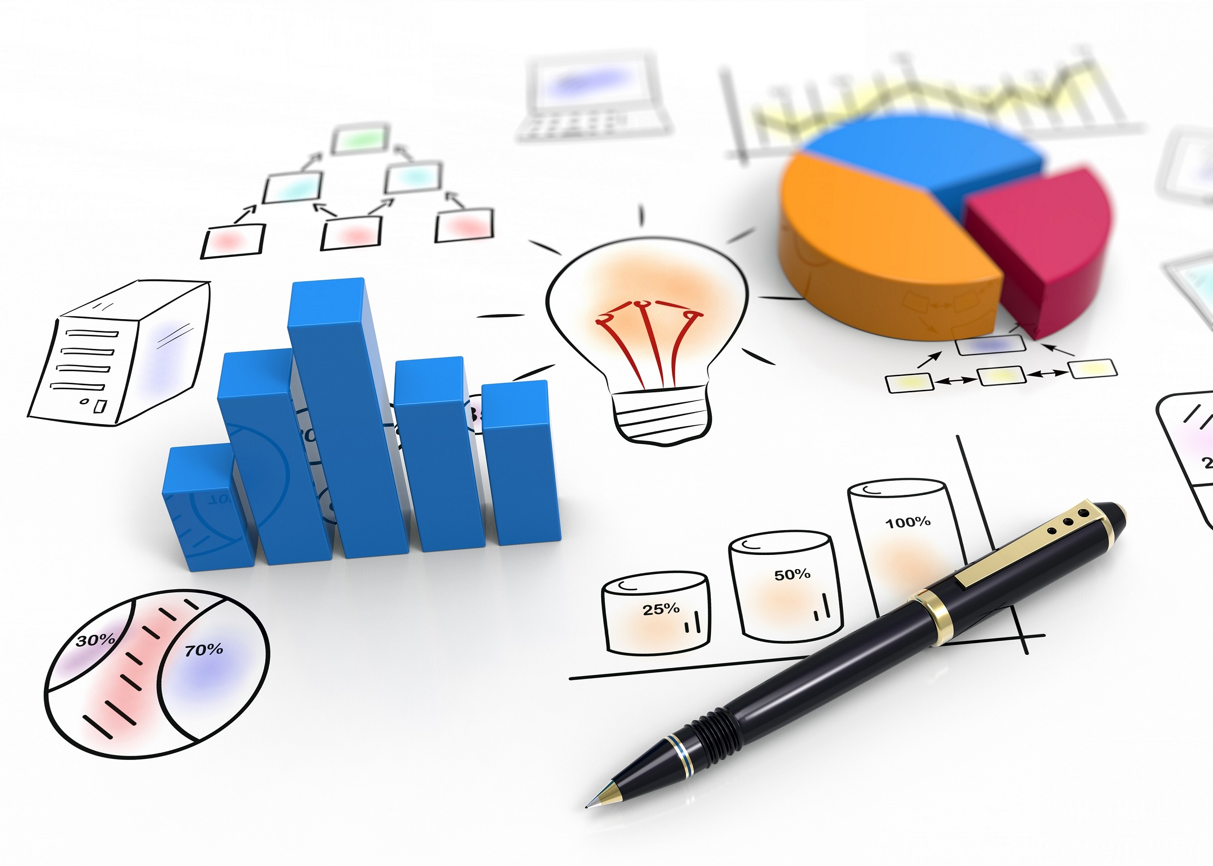 The image shows graphics and charts representing mathematical optimization. They illustrate complex logistics tasks and data analysis by Fraunhofer IML for efficient business decisions.